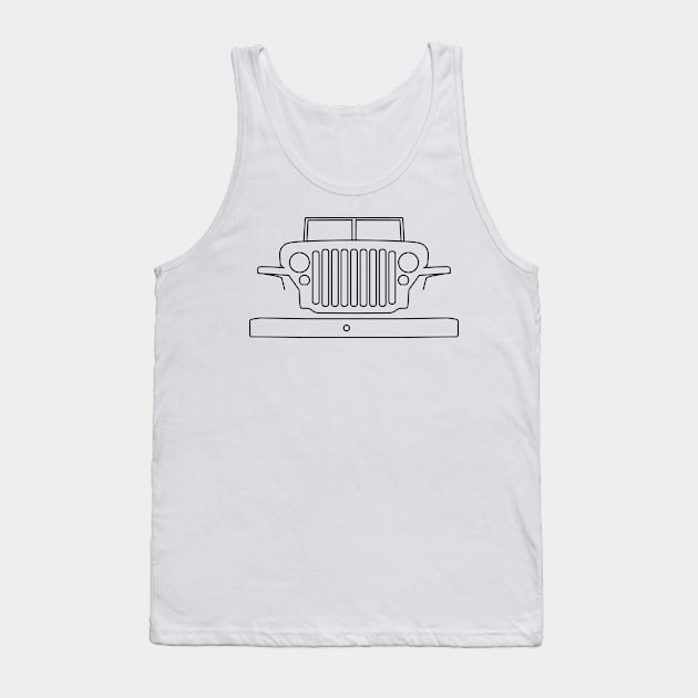 Classic Willys Overland MB Jeep 4x4 black outline graphic Tank Top by soitwouldseem